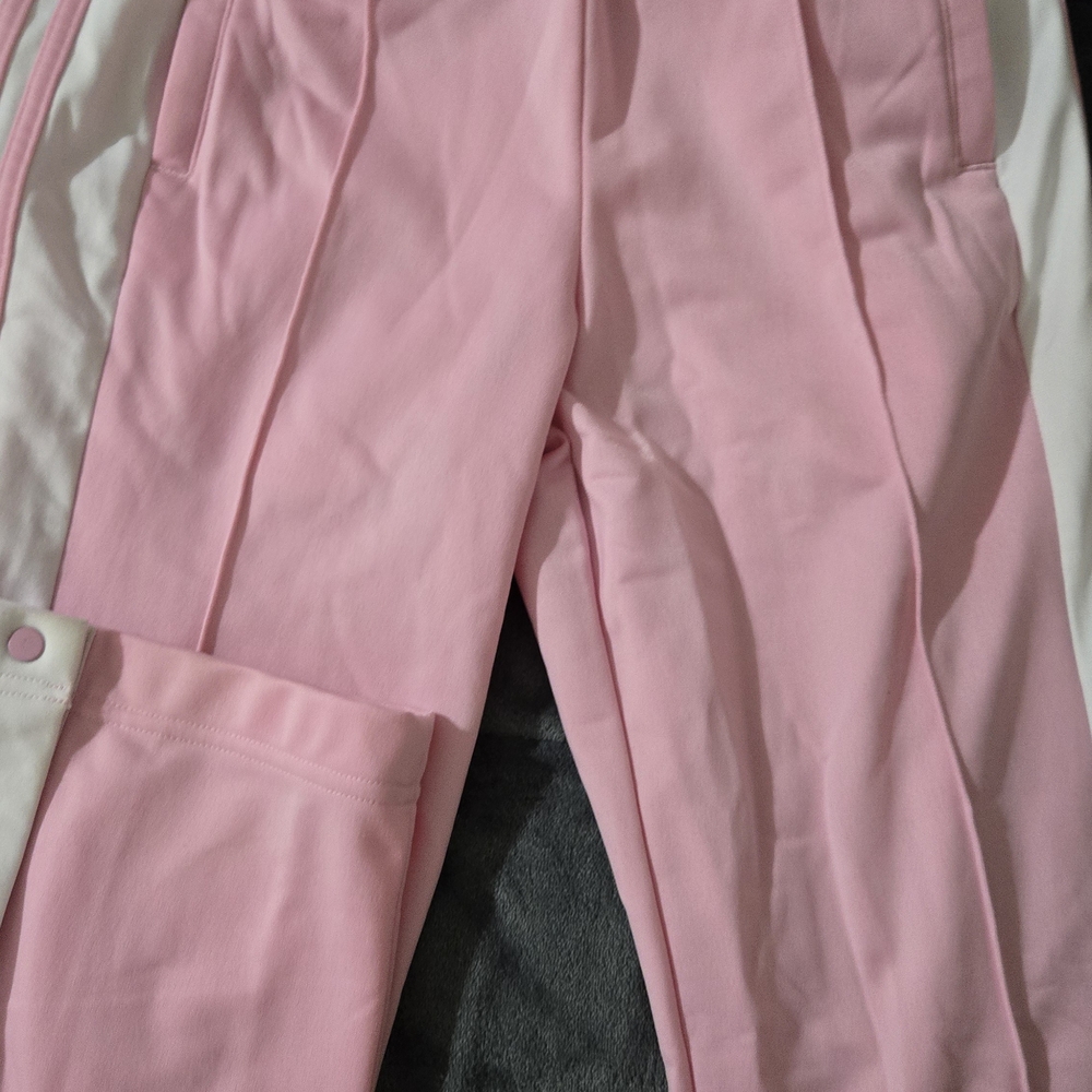 adidas Pink/ White 3 Stripe Snap Pants